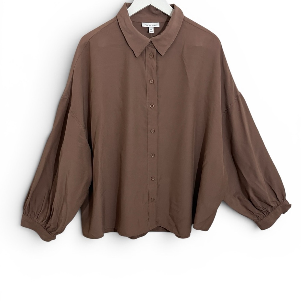 Prologue Relaxed Button-Down Shirt in Brown